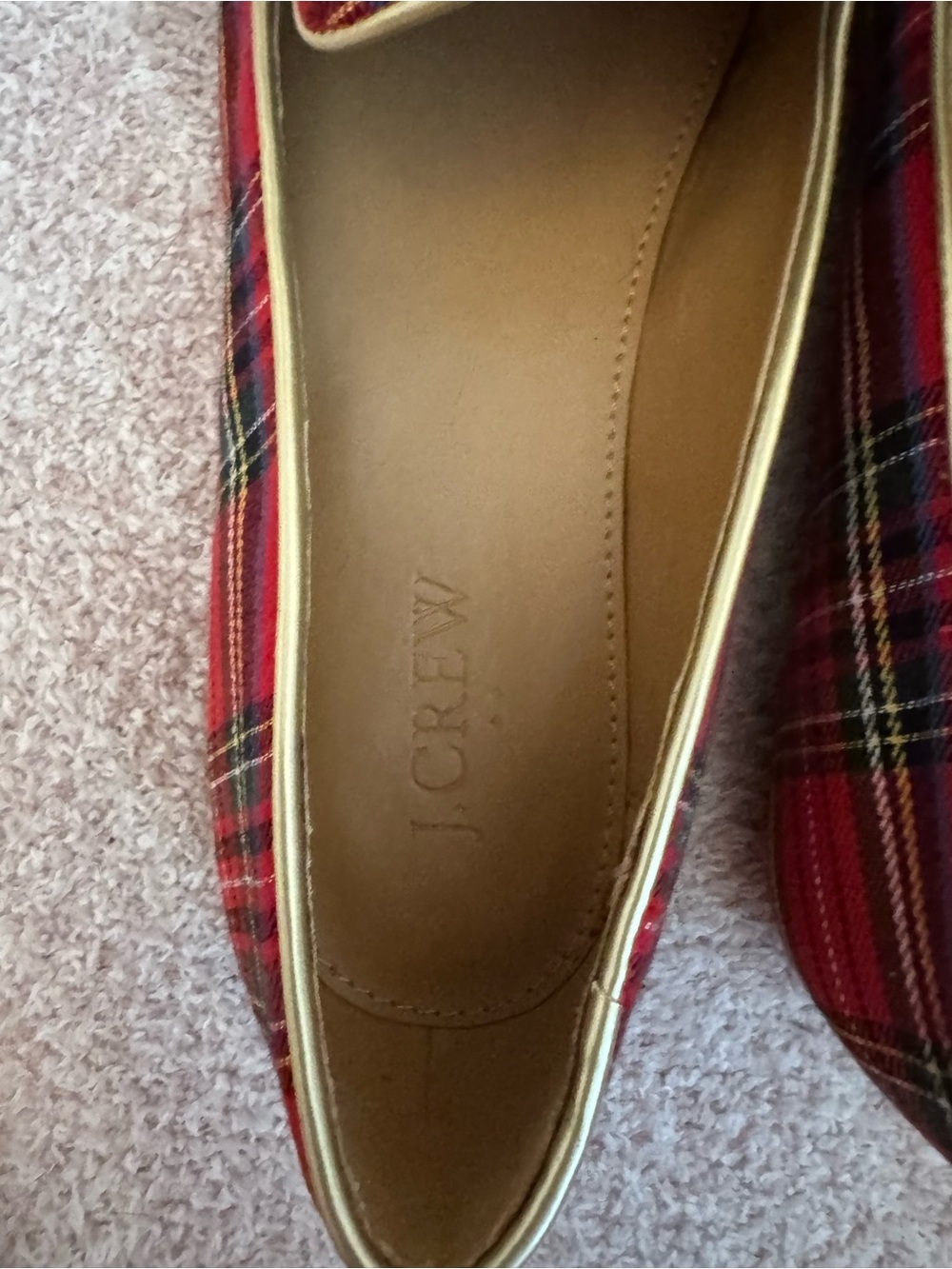 J.Crew Factory Red Stewart Tartan Plaid Smoking Loafers Size 6.5 - Picture 2 of 3